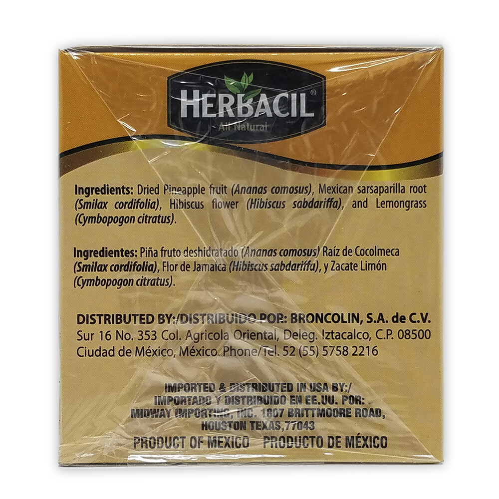 Herbacil Natural Herbal Pineapple Tea. With Vitamin C. 1.76oz. 25Bags. Pack of 3