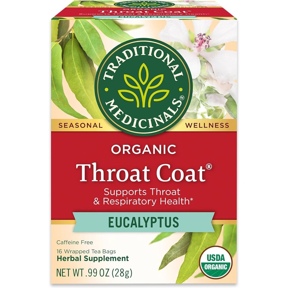 Traditional Medicinals Organic Throat Coat Eucalyptus, Caffeine Free 16 Tea Bags