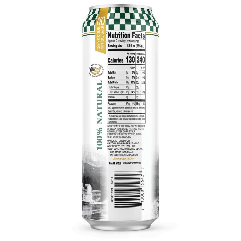 (24 pack) Arizona Real Brewed Southern Style Sweet Tea, 22 Fl. oz.