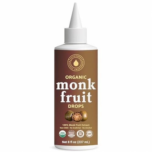 Organic Monk Fruit Liquid Sweetener Drops, 100% Pure Extract, Zero Sugar & No…