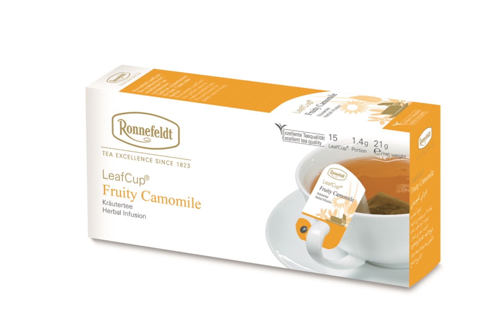 Ronnefeldt Leafcup® Fruity Camomile. 15 Premium herbal tea bags