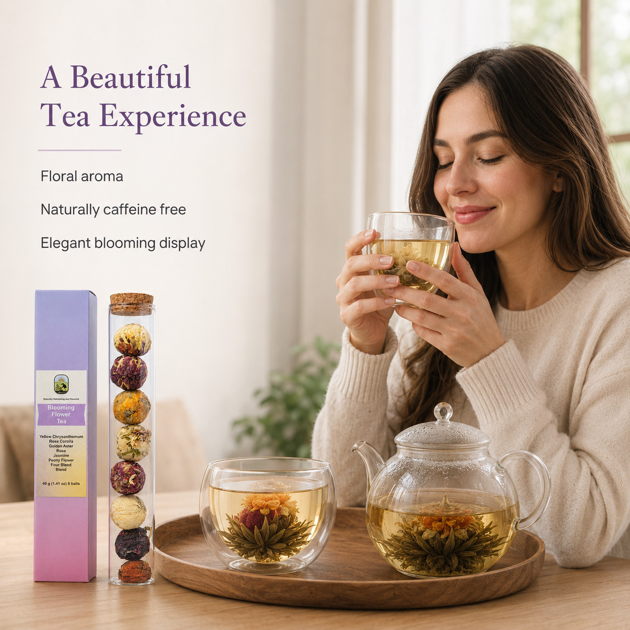 Flowering Tea Balls 8 pack Chinese Blooming Floral Iced Tea 40g Caffeine-Free