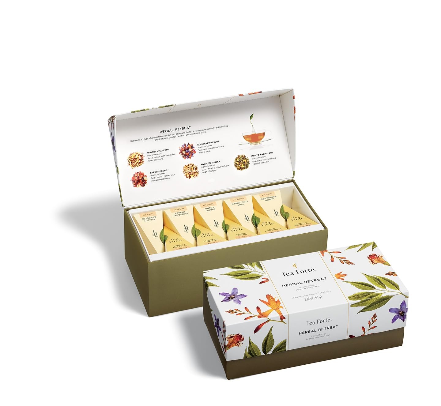 Herbal Retreat Tea Gift Sampler, 20 Count, 2 of Each Variety, Infuser Bags