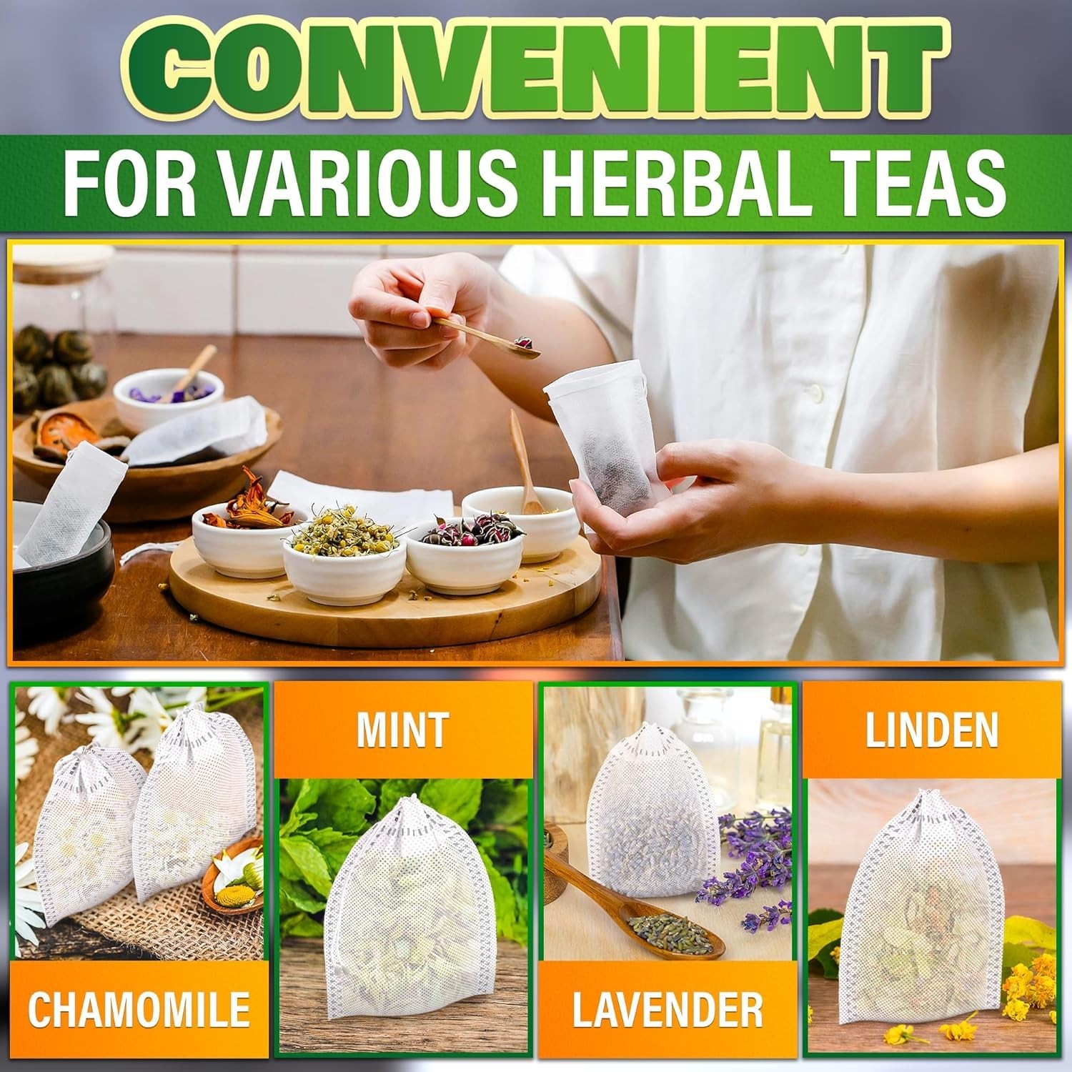 400 Pcs Disposable Tea Bags for Loose Leaf Tea – 3.62 x 2.76 Reusable Teabags…