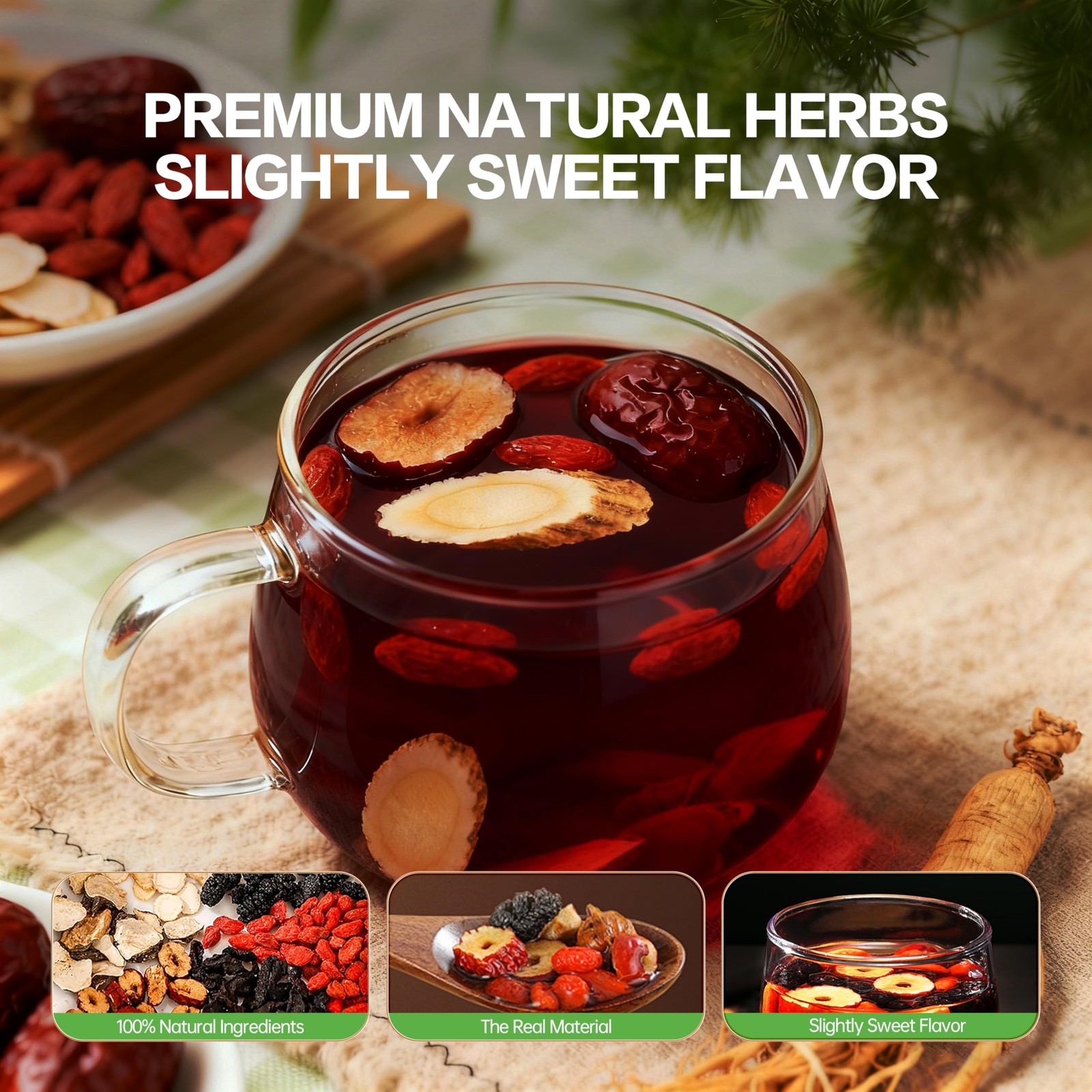 Monbrizz kidney tea formula Ginseng Six treasure tea te divina maca root Goji…