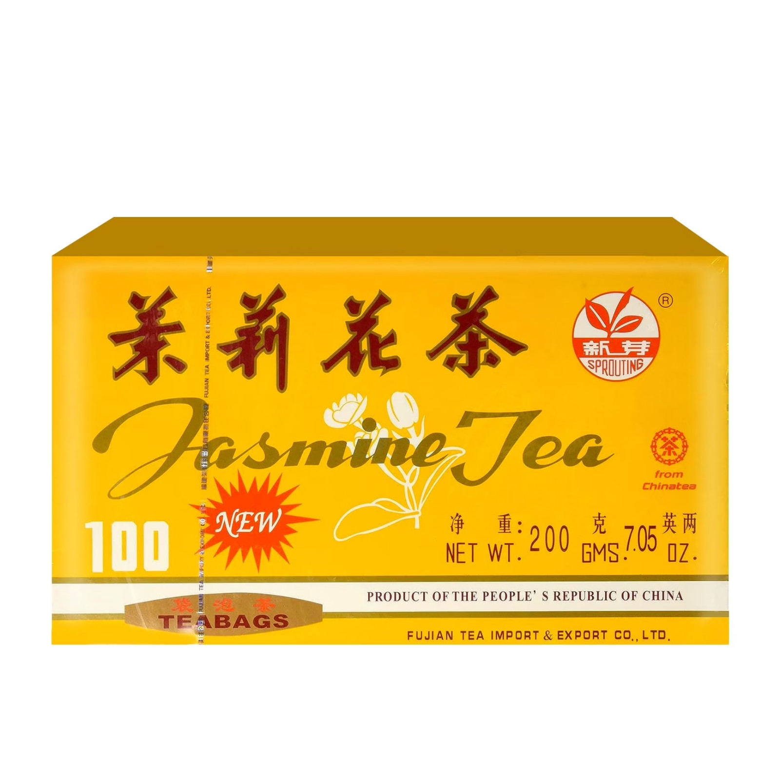 SPROUTING Chinese Jasmine Tea 100 Tea Sachets 7.05 Ounces (200 G)