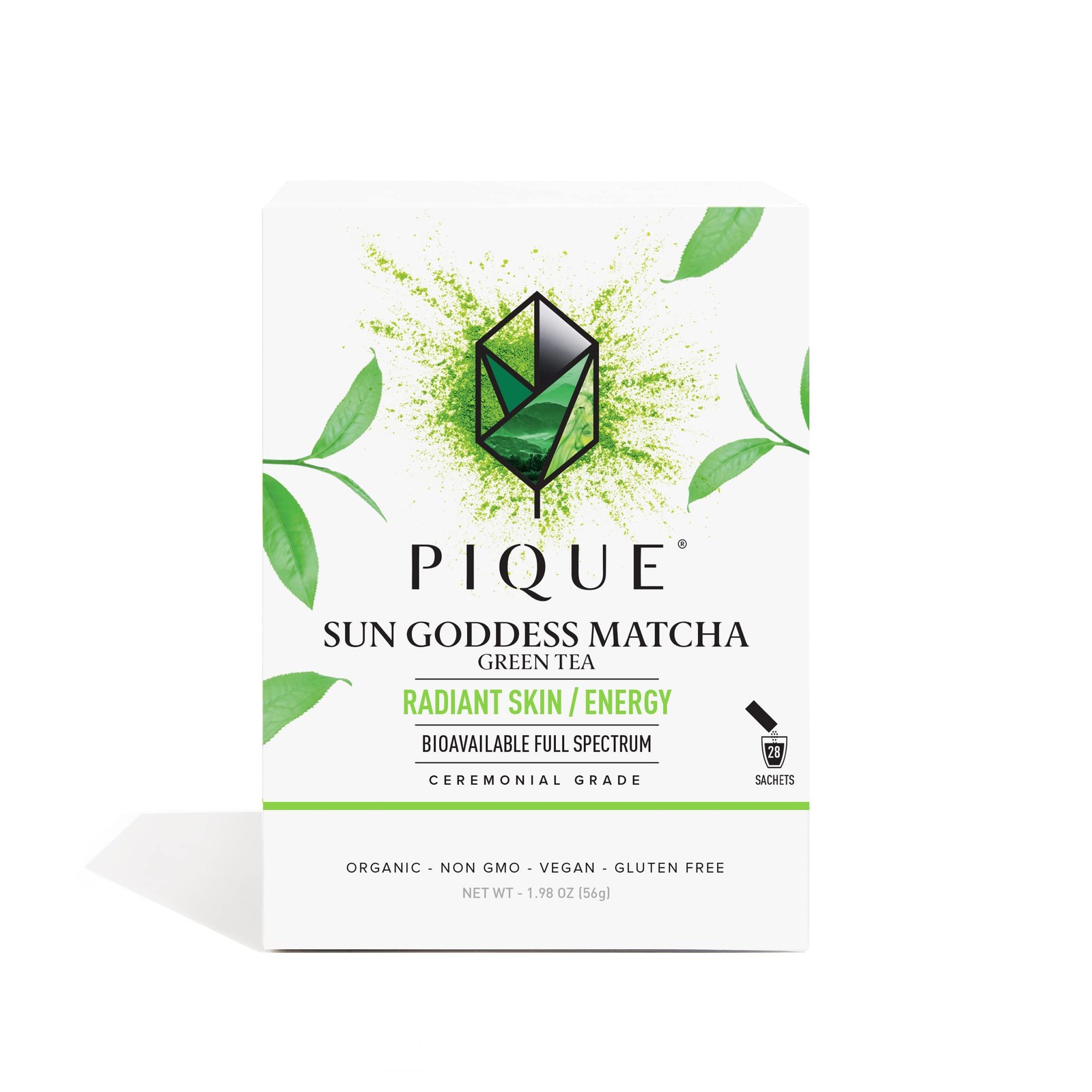 Pique Organic Sun Goddess Matcha – Ceremonial Grade 28 Count (Pack of 1)