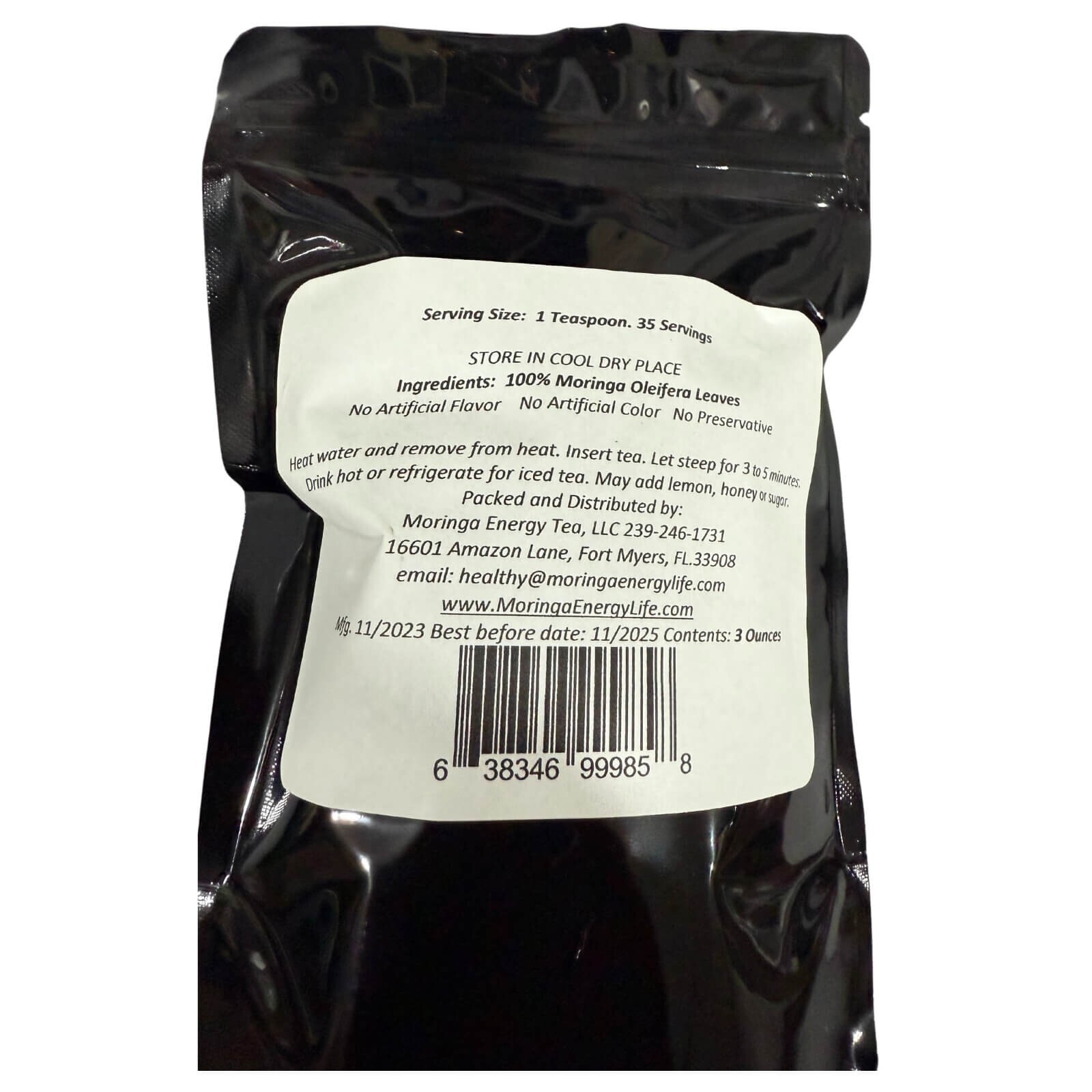 Moringa Tea Loose Leaf, USDA Organic, Pure Moringa Leaf, 3 oz