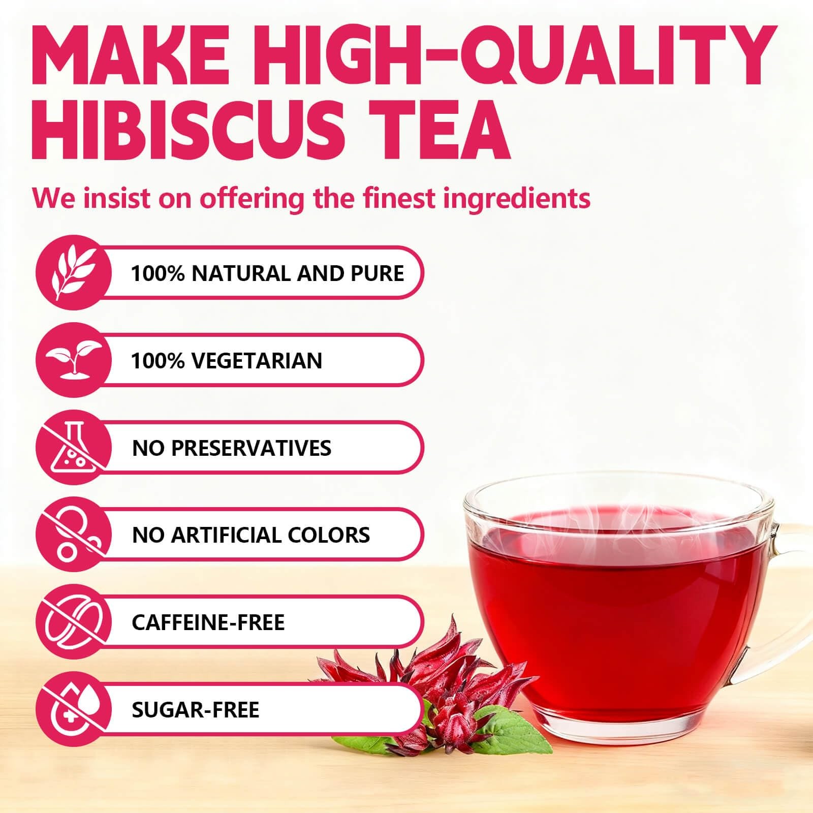 Hibiscus Tea Bags–120 Bags (2g/Bag), Made from 100% Natural 120