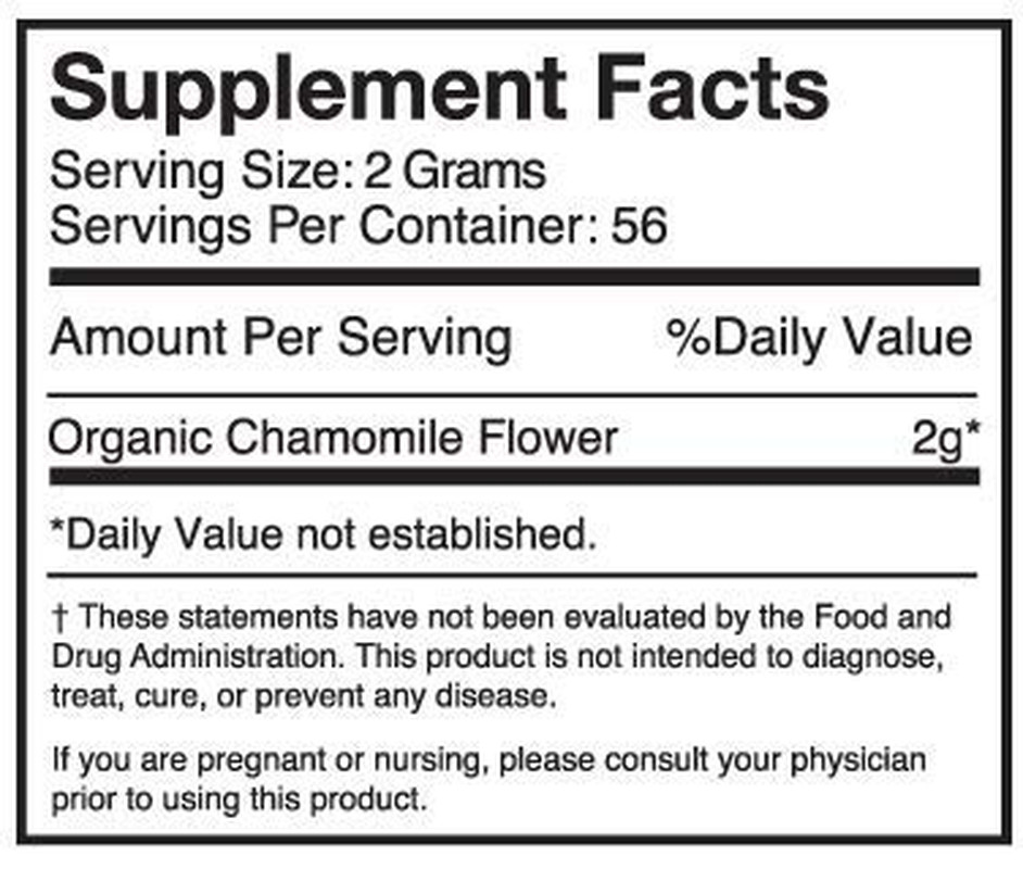 Organic Chamomile Whole Flower, Loose Leaf, Tea Leaves, 4Oz (Packaging May Vary)