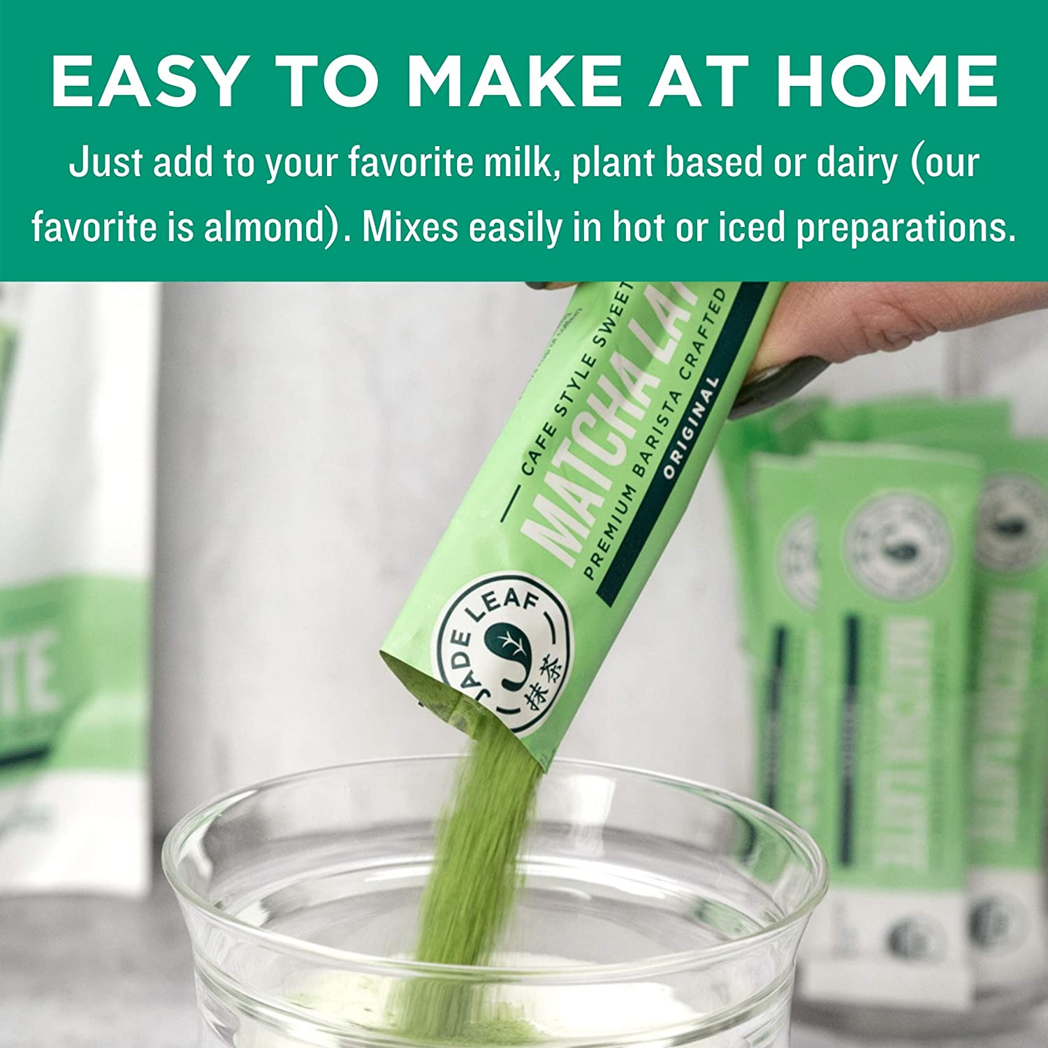 Jade Leaf Matcha Organic Cafe Style Sweetened 10 Count Single Serve Stick Pack