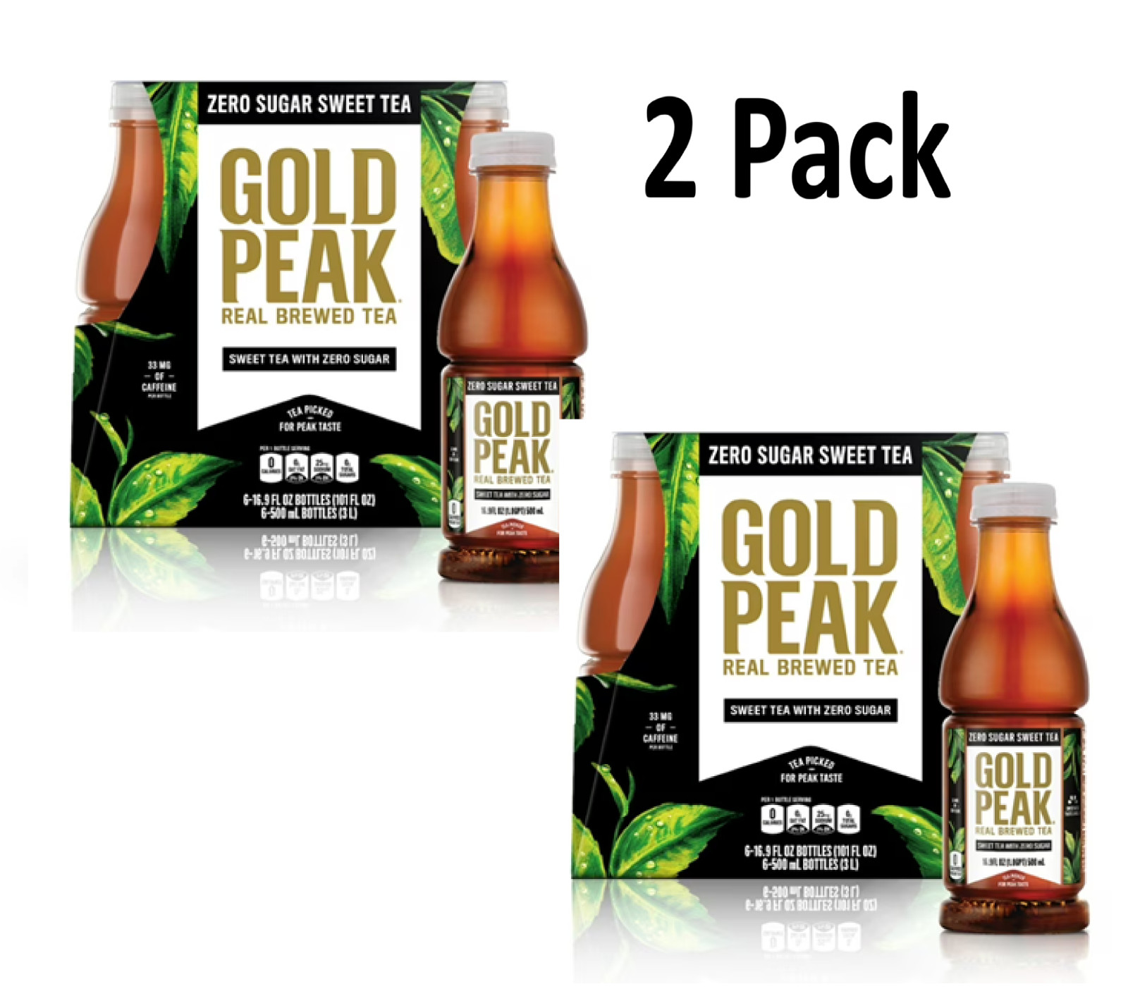 (2 PACK) Gold Peak Iced Tea, Zero Sugar Sweet Tea Bottles, 16.9 fl oz, 6 pack