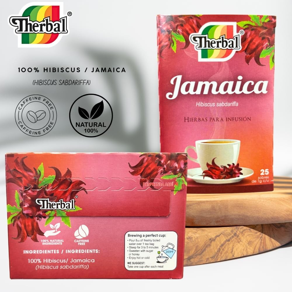 Jamaica Té (Hibiscus Tea) – 25 Tea Bags – Vegan, 100% Natural – Premium Brand