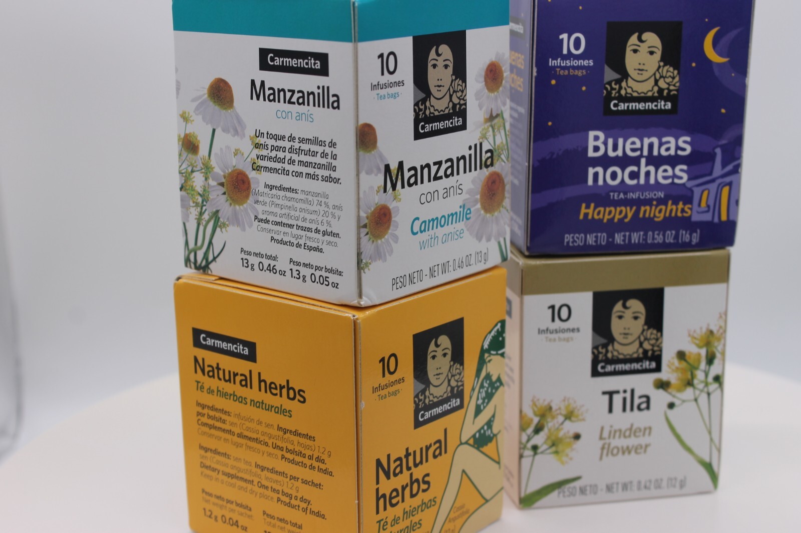 4 Carmencita Variet Packet Tea (10 bags/each box ) 53g (0.46oz).