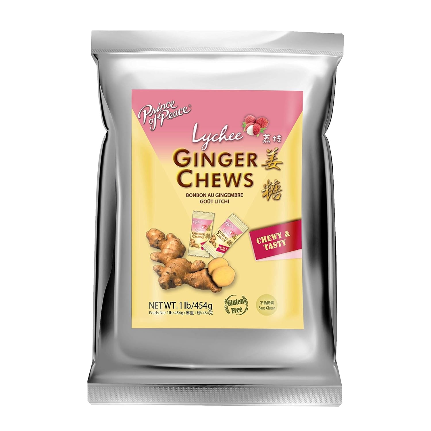 Prince of Peace Ginger Chews with Lychee, 1 lb. – Candied – Lychee…