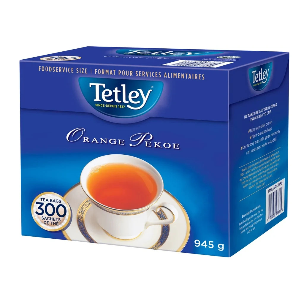 Tetley Tea, Orange Pekoe, Food Service Size 300Count 945g – FREE SHIPPING