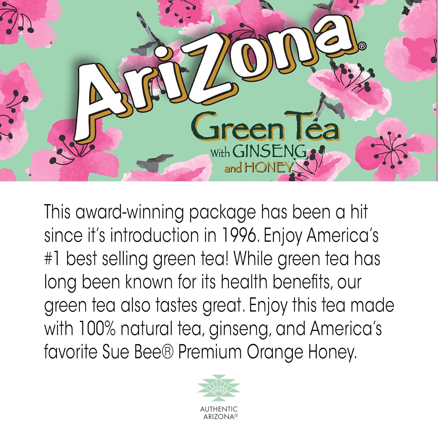 AriZona Green Tea with Ginseng and Honey – Big Can, 22 Fl Oz (Pack of 12)