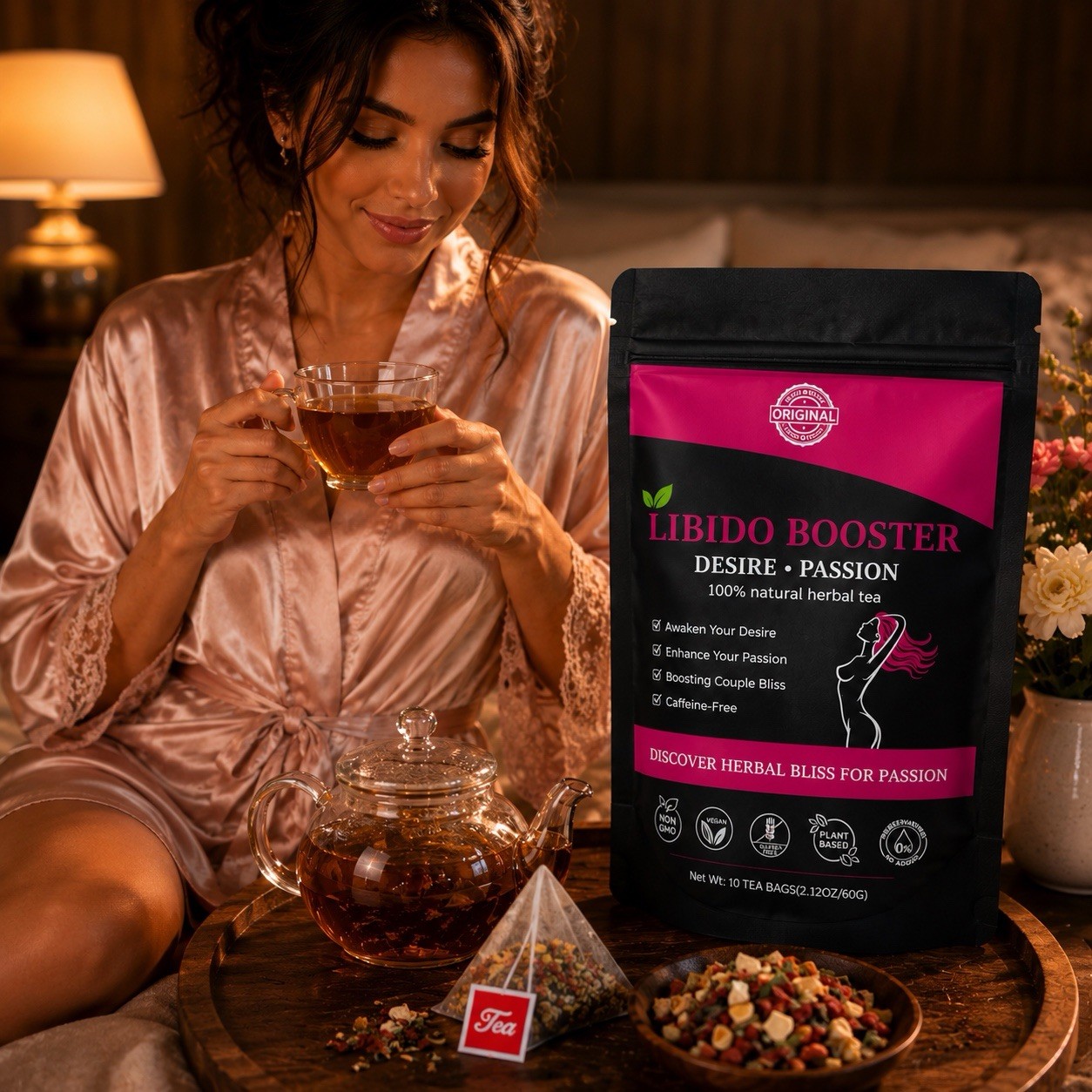 LIBIDO Booster Herbal Tea for Women Natural Blend 10 Tea Bags