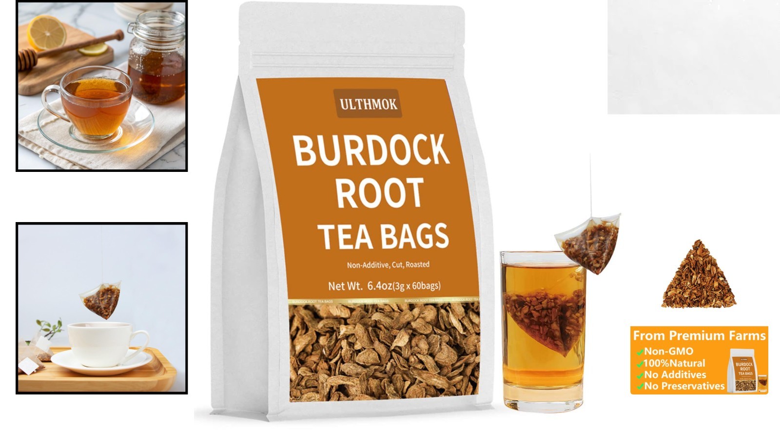 Sustainably Sourced Burdock Root Tea Bags – 60 Count, Earthy Flavor Experience