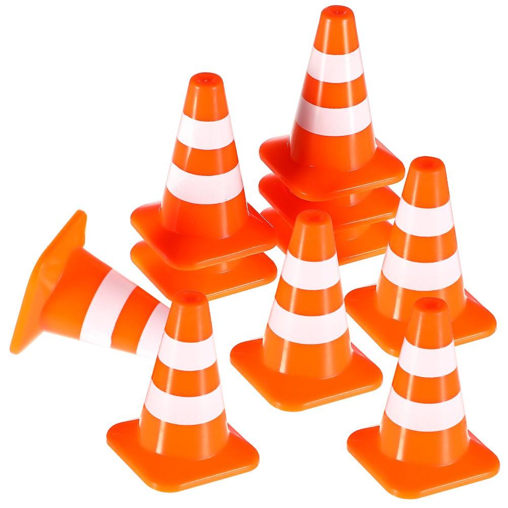 7 Pcs Traffic Signs Toys Miniature Roadblock Cones Small Decor Car