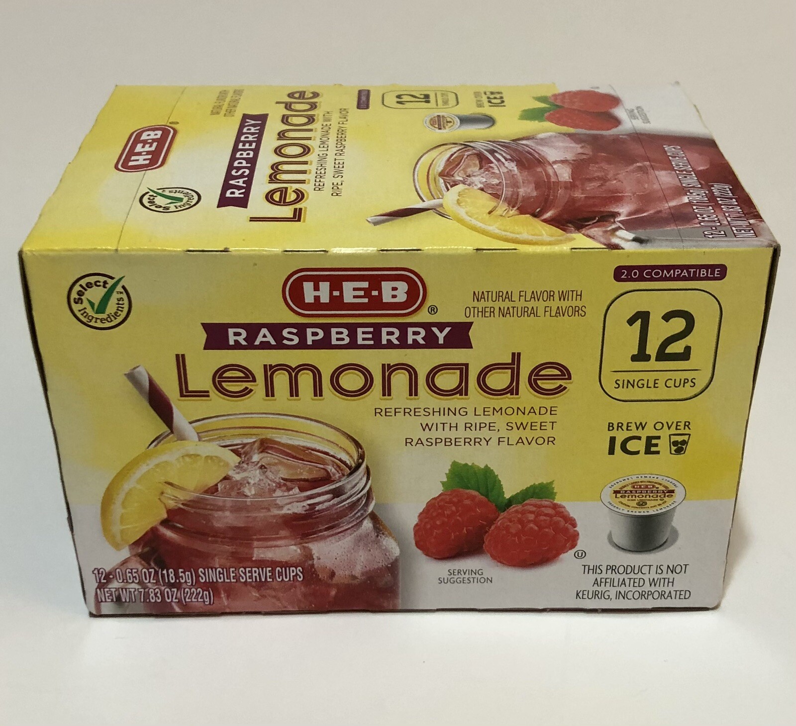 (1) Box HEB K-Cup Pods Raspberry Lemonade 12/Box Keurig 2.0 H-E-B Texas