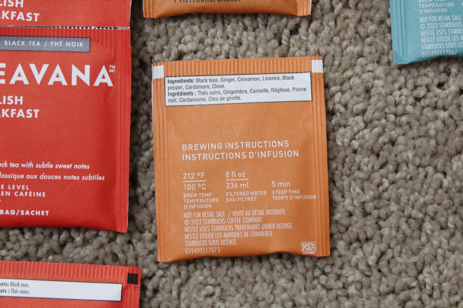 STARBUCKS TEAVANA Tea Bag Lot of 41 Sachets Mix of 5 Flavors for Tea Lovers