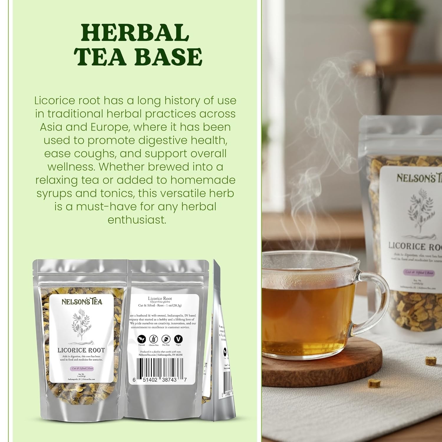 Caffeine-Free Licorice Root Tea, 1 Oz – Versatile, Sweet Ingredient for Recipes