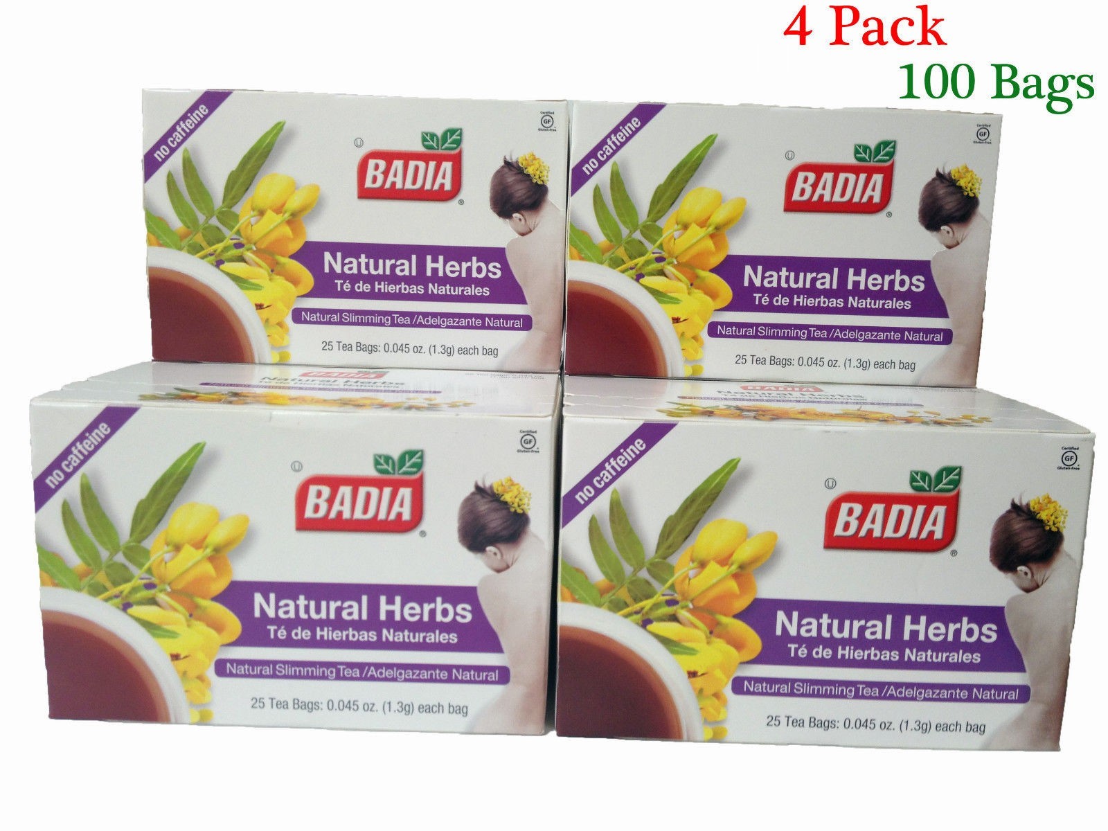Badia Natural Herbs Slimming Tea – Lose Weight (4 Pack) 100 Bags