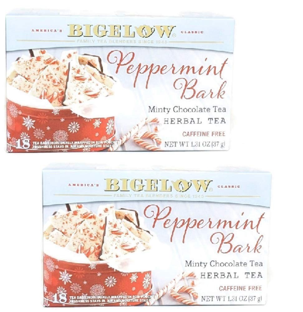 Bigelow Peppermint Bark Tea – 18 Bags Per Box (2) Boxes – 36 Bags Total