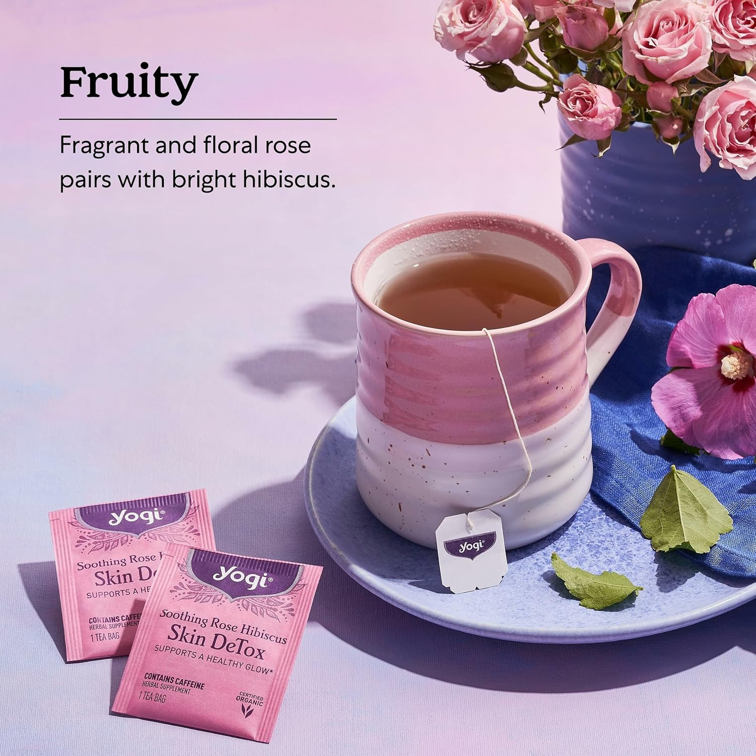 Tea Soothing Rose Hibiscus Skin Detox Tea – 16 Tea Bags per Pack (6 Packs) – Org