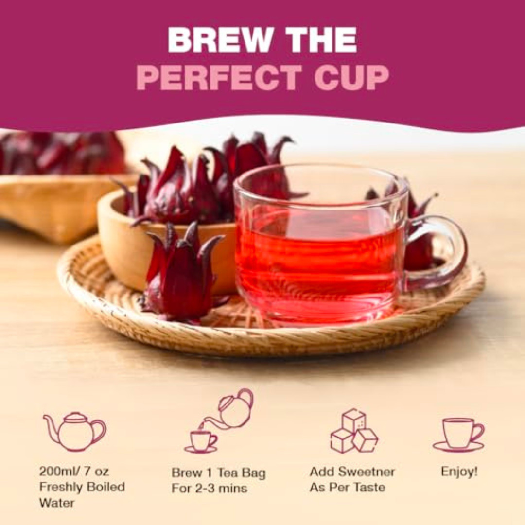 HANDPICK, Organic Hibiscus Tea Bags (100 Tea Bags) | Caffeine-Free, 100% Natural