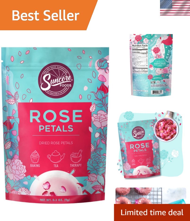Gluten-Free Dried Rose Petals – 0.3oz of Caffeine-Free Floral Flavor Experience