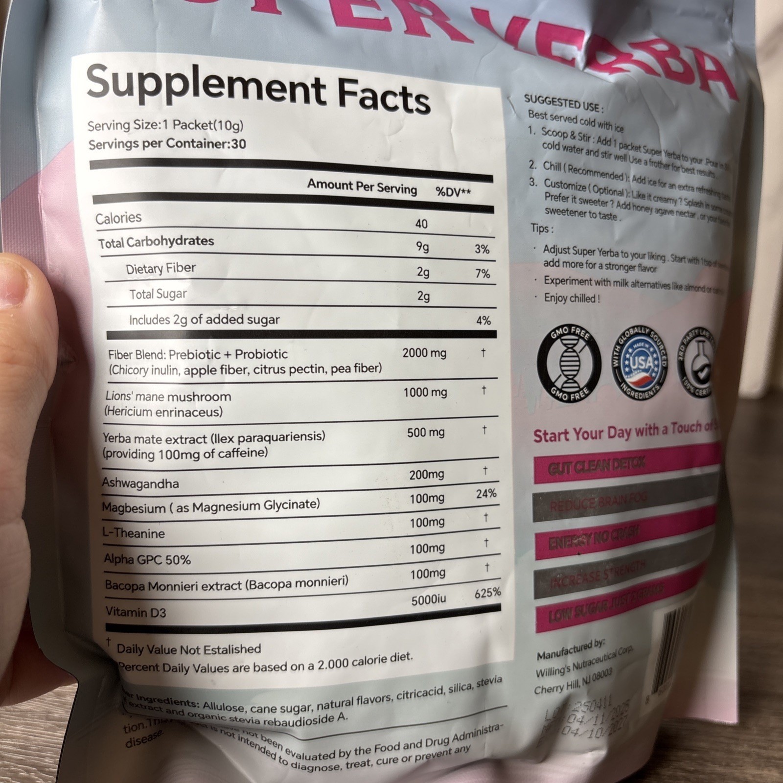 ZOOONE Super Yerba Mate Instant Powder – Raspberry Lemonade Flavor | 30 S