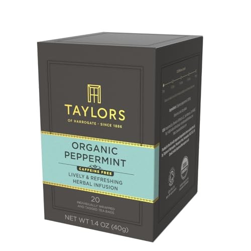 Taylors of Harrogate Organic Peppermint, Herbal Tea, 20 Count (Pack 1)