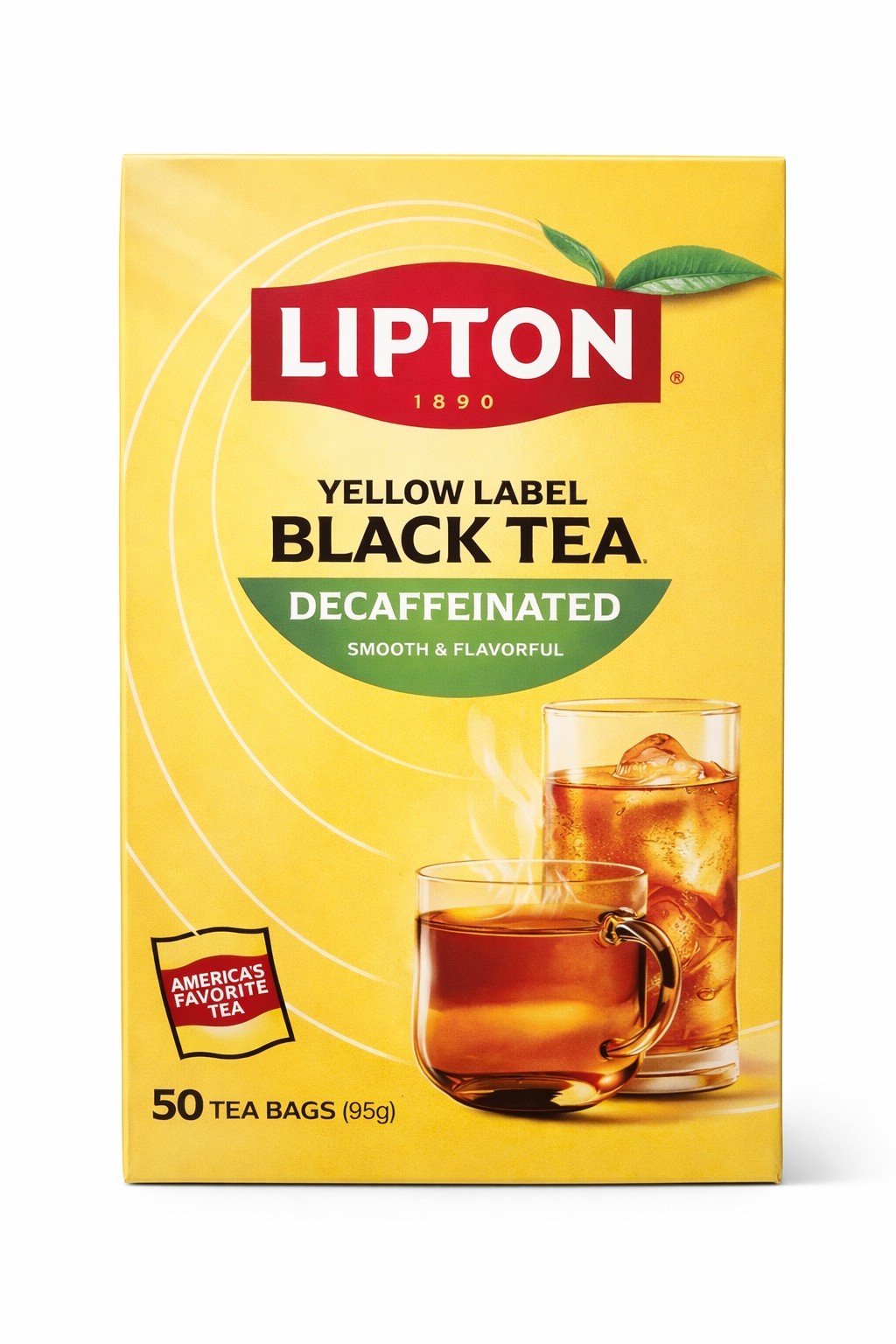 Lipton Yellow Label Decaffeinated Black Tea – 50 Tea Bags (3.3 oz) – New