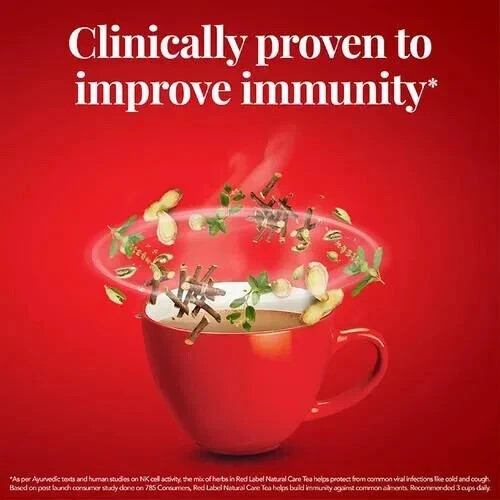 Red Label Natural Care Tea With 5 Ayurvedic Ingredients- 100 grams
