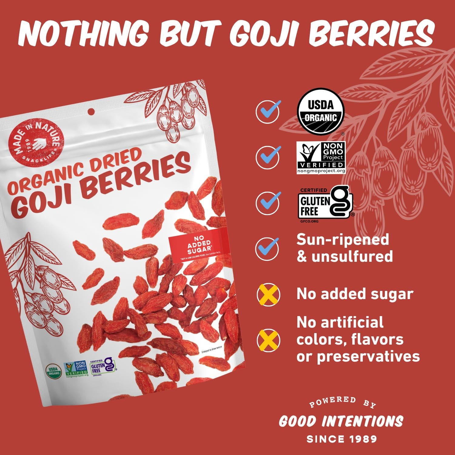 Organic Sun-Dried Goji Berries, 20 Ounce (Pack of 1) – Vegan Snack, Non-GMO,