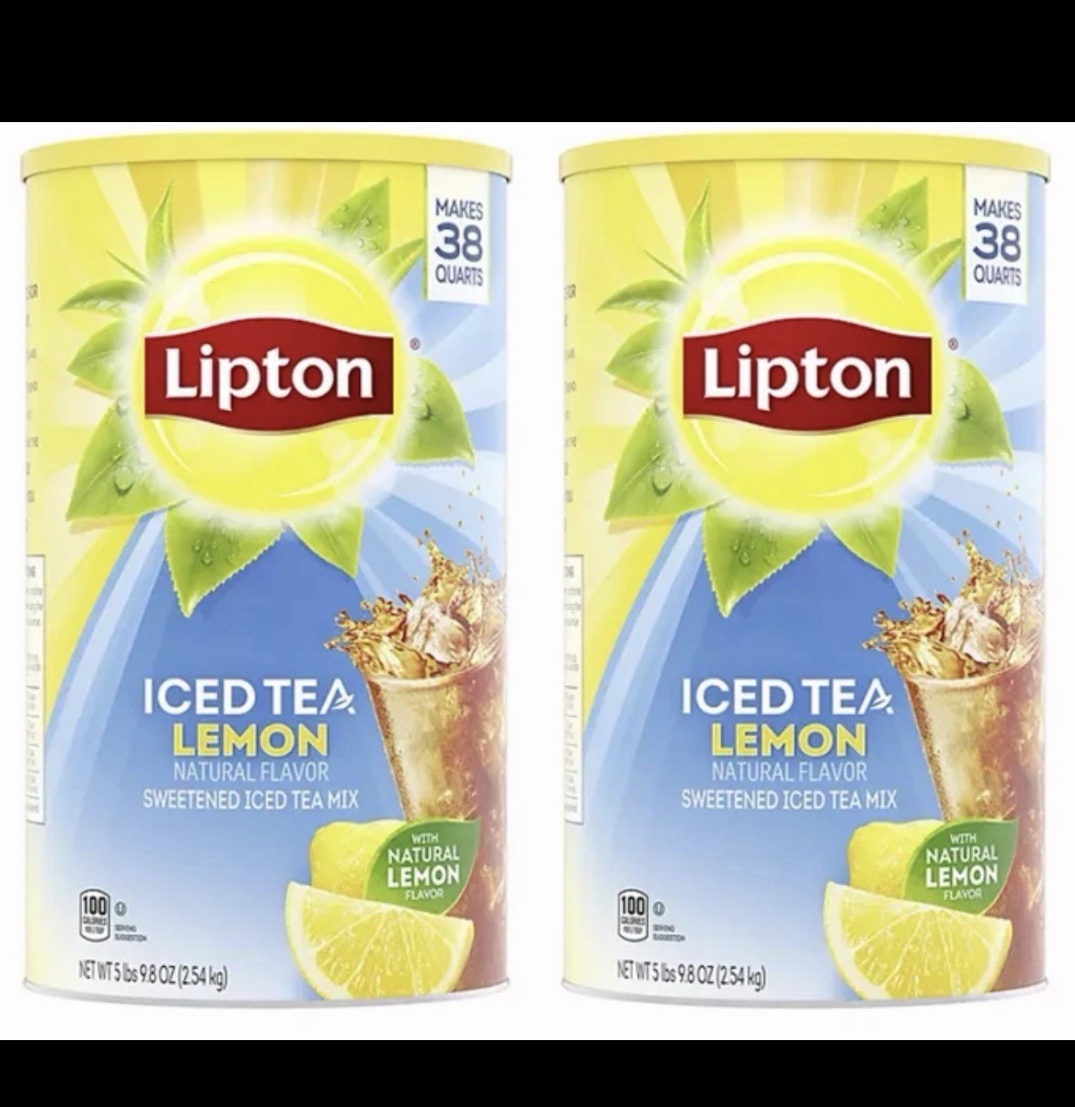 2 pack Lipton Sweetened Iced Tea Mix, Lemon, 89.8 oz. FREE shipping
