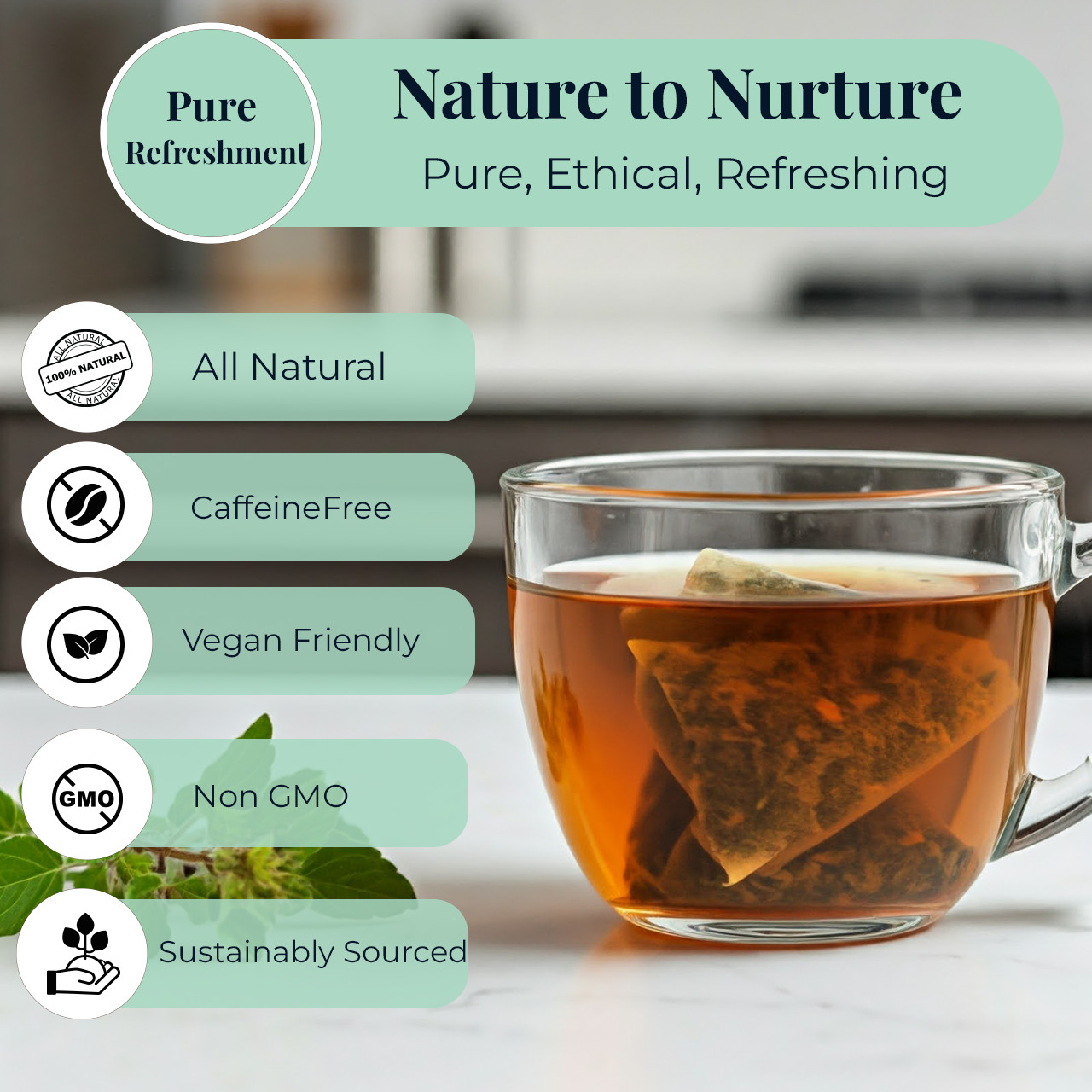225 Holy Basil Tea Bags, Pure Tulsi Tea, All Natural Herbal Tea, No Caffeine