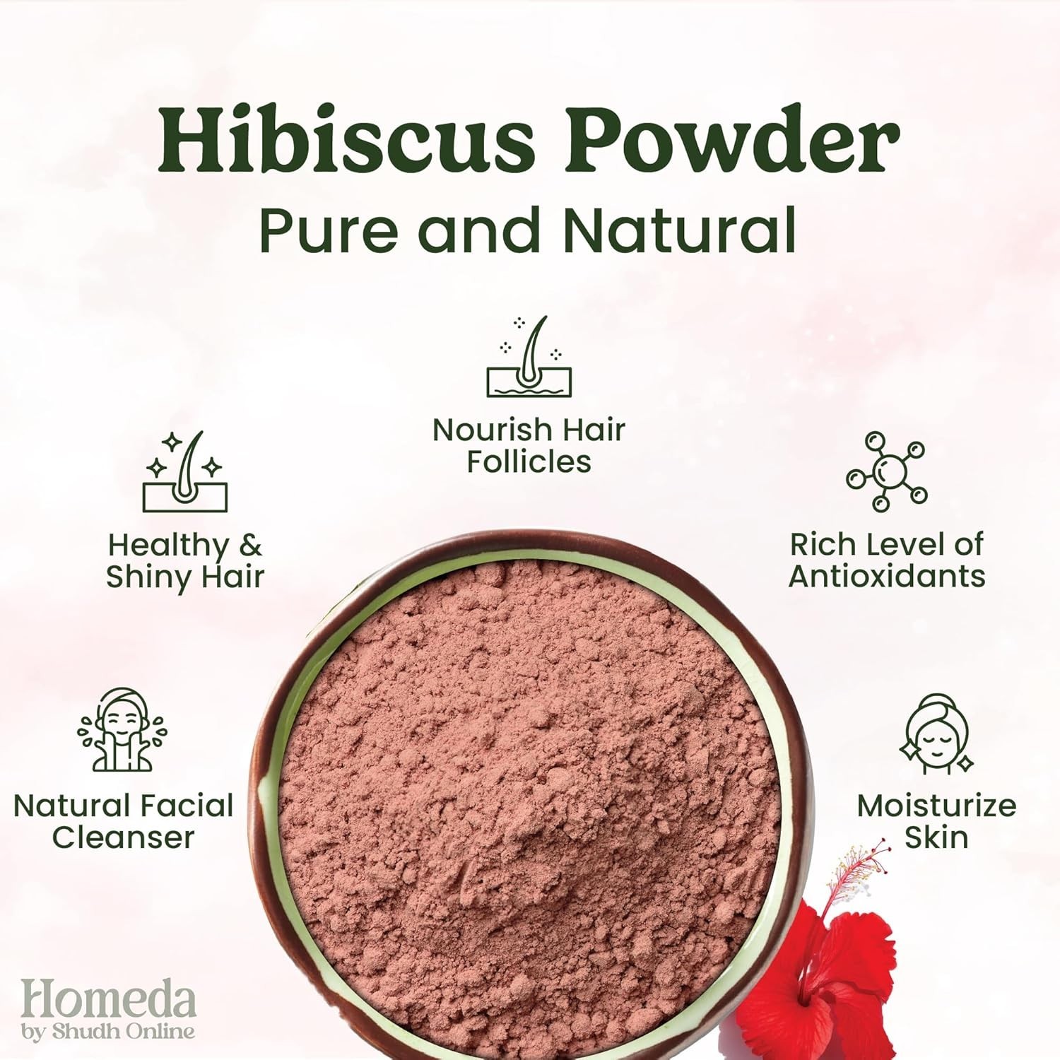 Organic Hibiscus Powder for Hair Growth (7 oz – 0.45 lb) Pure Sabdariffa Flower