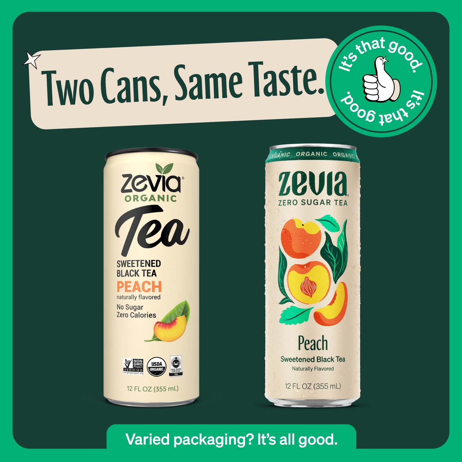 Organic Sugar Free Iced Tea Black Tea Peach 12 Ounce Cans Pack of 12