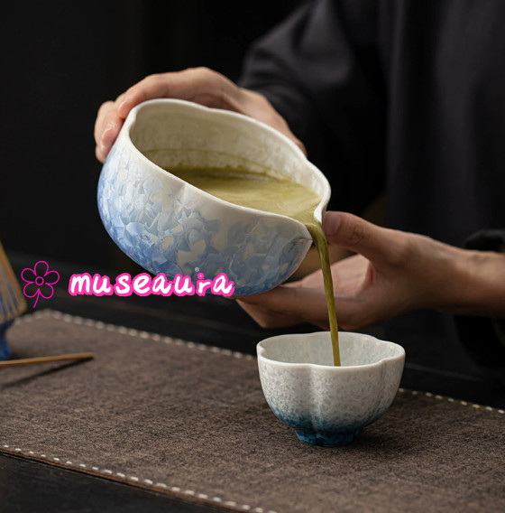 Neo-Chinese Style Crystalline Glaze Ice Flower Ceramic Matcha 4-Piece Set