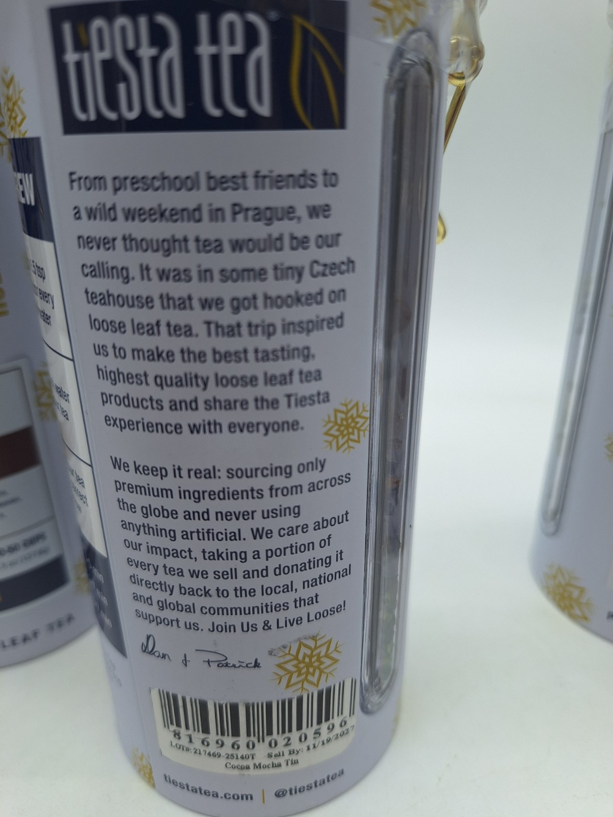 3 Cans Tiesta Tea Cocoa Mocha Tiramisu Coffee Black Tea Holiday Edition 4.5 Oz.