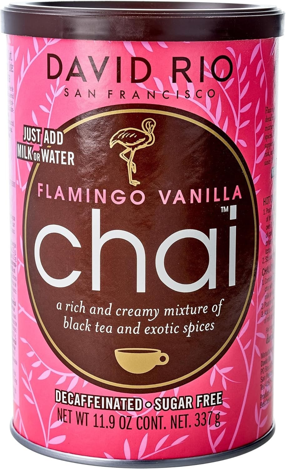 Flamingo Vanilla Decaf Chai Tea Latte Mix – Sugar Free & Organic, 11.9 Oz