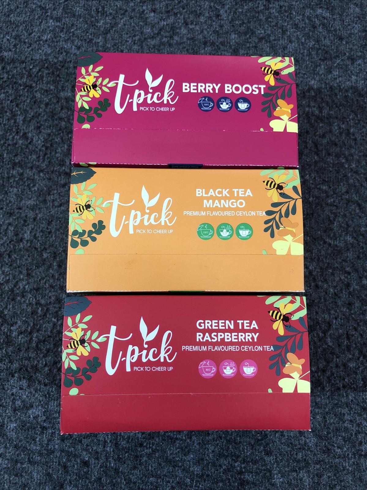 3 PACK – T-PICK Ceylon Green Tea Raspberry, Black Tea Mango, Berry Boost NEW!!!