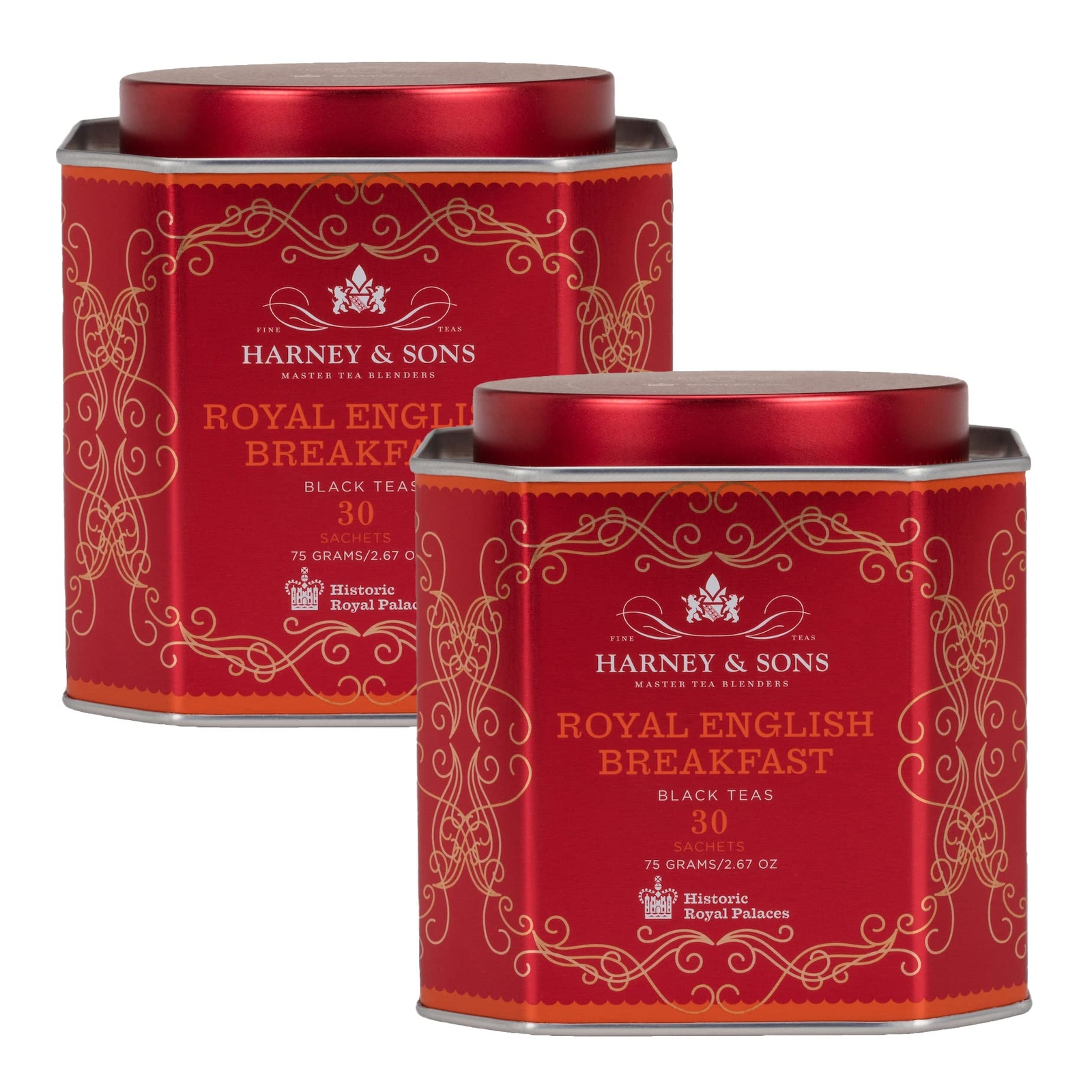Royal English Breakfast Tea Pack of 2 30 Sachets Full Bodied Brew 12 oz Cups