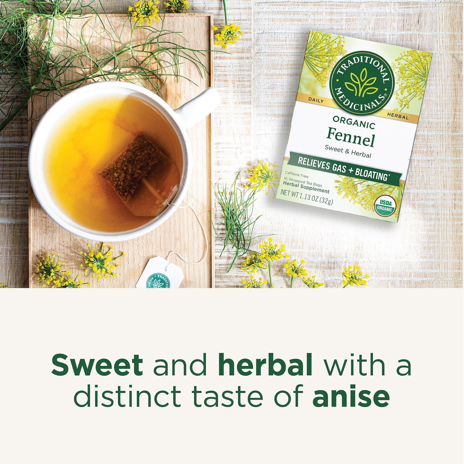 Traditional Medicinals Tea, Organic Fennel, Promotes 16 count (Pack of 1)