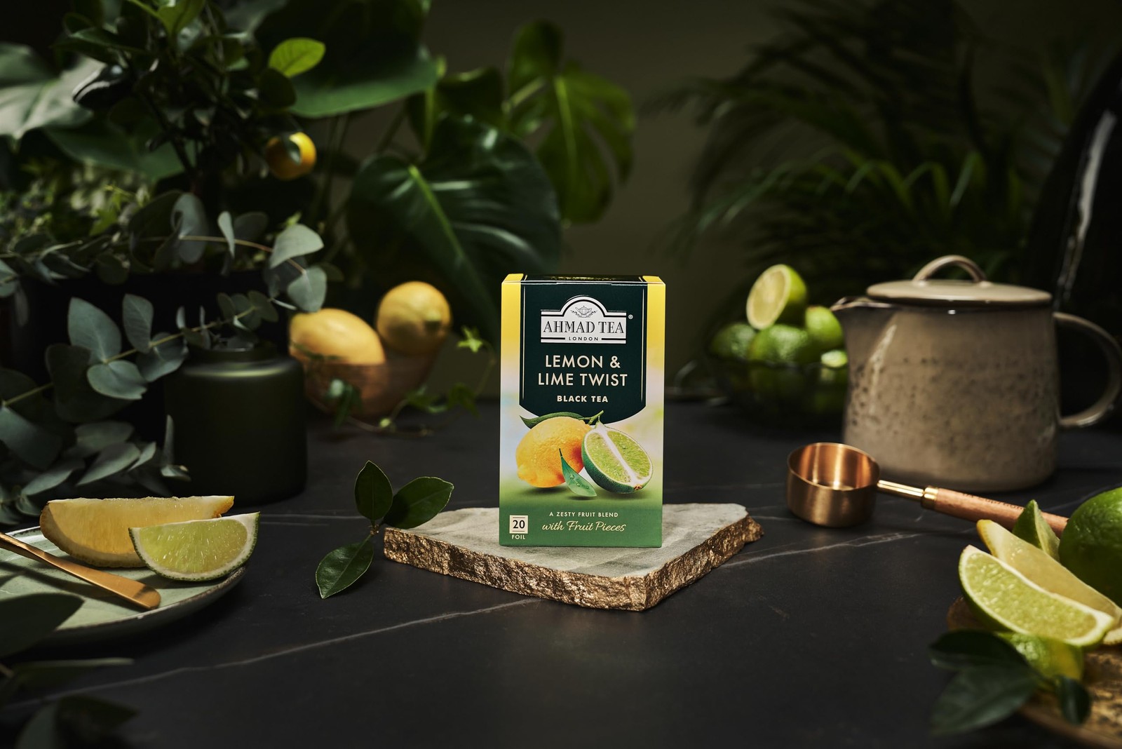 20 PCS Lemon & Lime Black Tea Bags 1.4oz Hot Or Iced Beverage Drink Mix