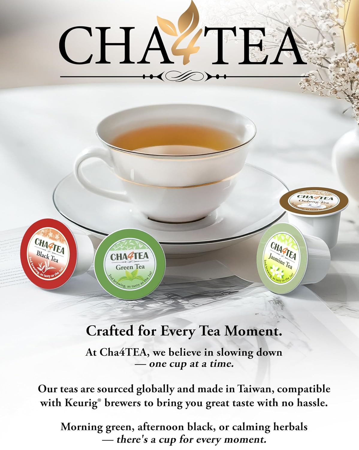 Matcha Green Tea Pods 36Ct Compatible K-Cup Single Serve Smooth Flavor