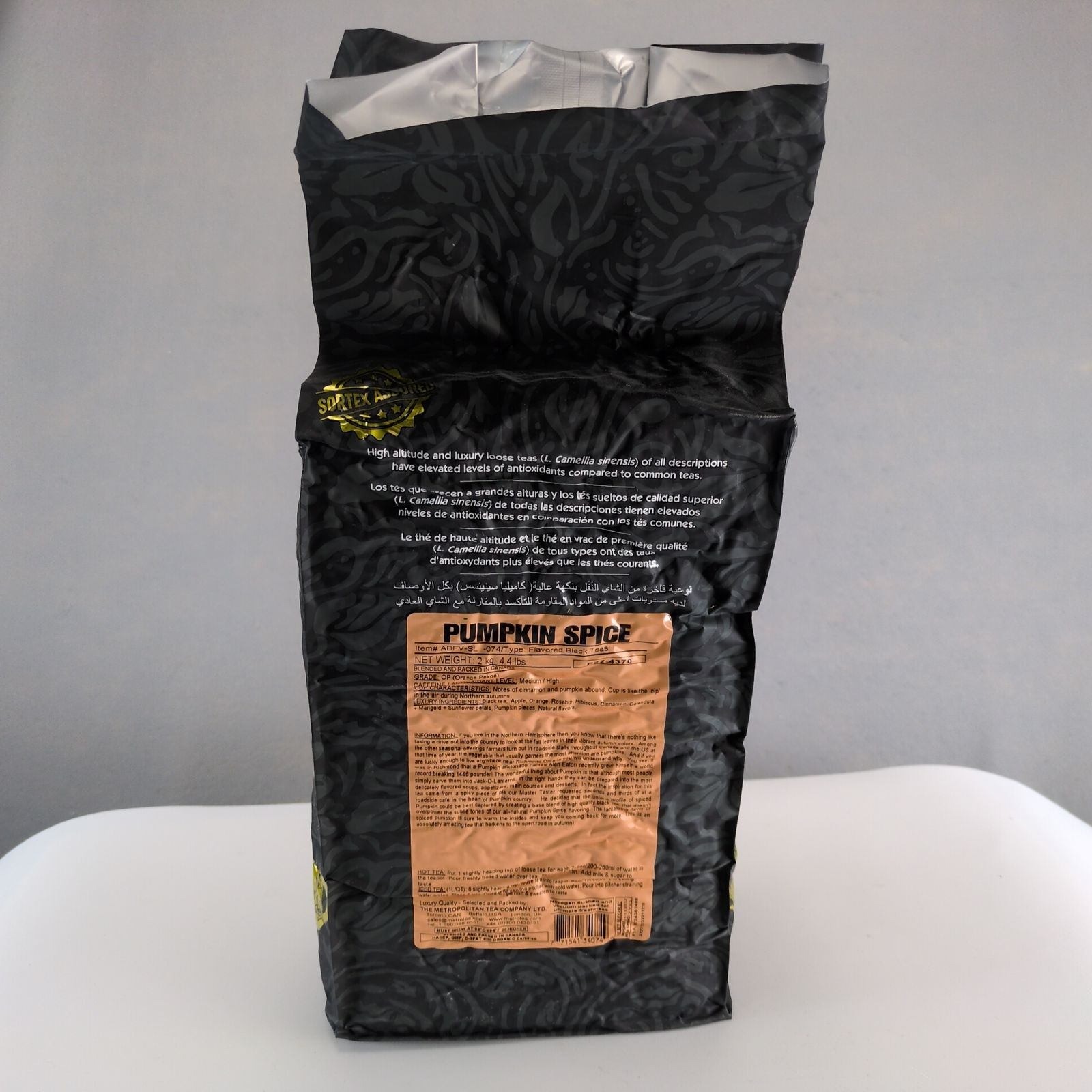 Metropolitan Tea Co Pumpkin Spice Black Tea 2kg 4.4lb Sealed BB 11/2032